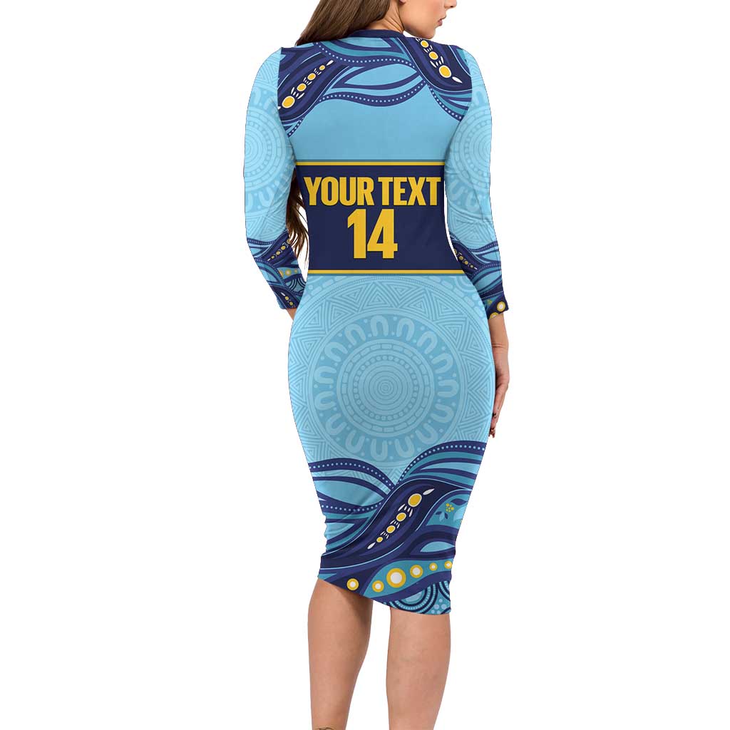 Toowoomba Rugby Custom Long Sleeve Bodycon Dress Go Clydesdales Aboriginal Art - Aussie Hoodie