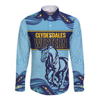 Toowoomba Rugby Custom Long Sleeve Button Shirt Go Clydesdales Aboriginal Art - Aussie Hoodie