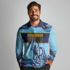 Toowoomba Rugby Custom Long Sleeve Polo Shirt Go Clydesdales Aboriginal Art - Aussie Hoodie