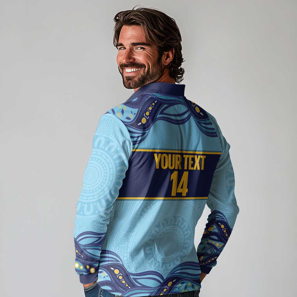 Toowoomba Rugby Custom Long Sleeve Polo Shirt Go Clydesdales Aboriginal Art - Aussie Hoodie
