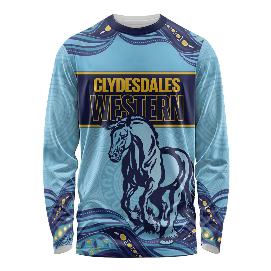 Toowoomba Rugby Custom Long Sleeve Shirt Go Clydesdales Aboriginal Art - Aussie Hoodie