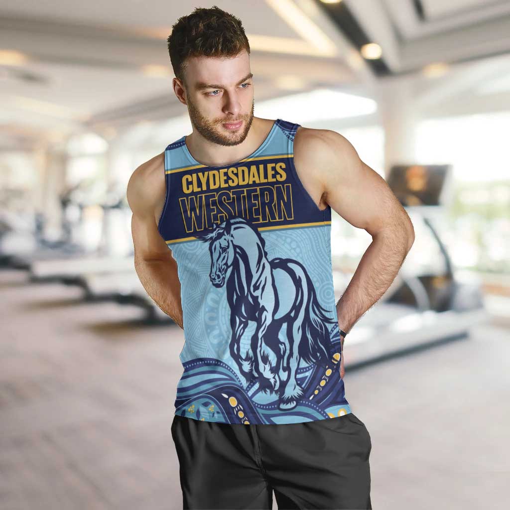 Toowoomba Rugby Custom Men Tank Top Go Clydesdales Aboriginal Art - Aussie Hoodie