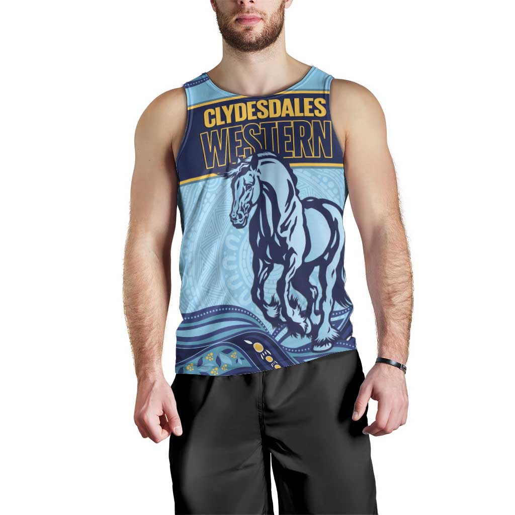 Toowoomba Rugby Custom Men Tank Top Go Clydesdales Aboriginal Art - Aussie Hoodie