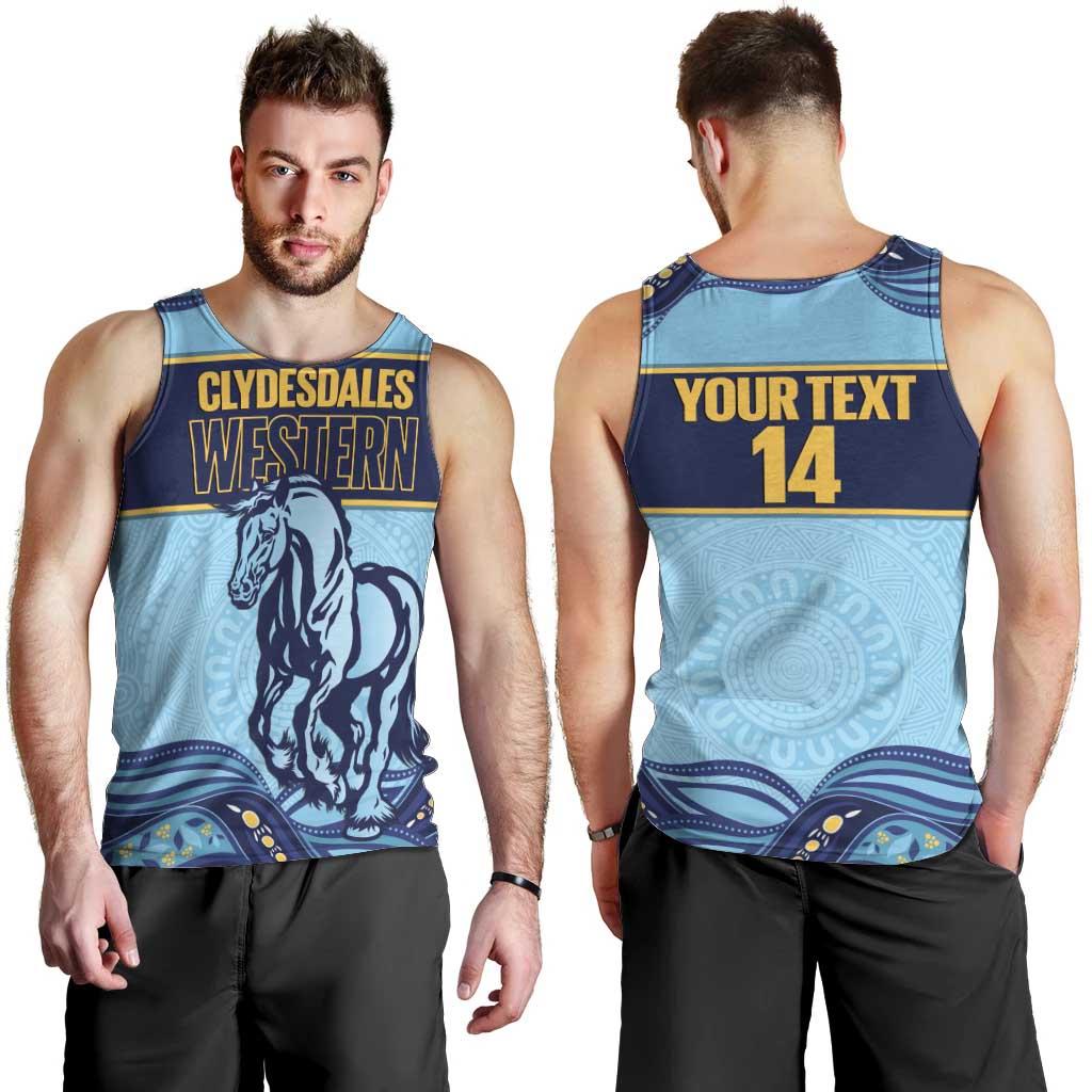 Toowoomba Rugby Custom Men Tank Top Go Clydesdales Aboriginal Art - Aussie Hoodie