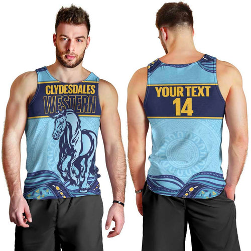 Toowoomba Rugby Custom Men Tank Top Go Clydesdales Aboriginal Art - Aussie Hoodie