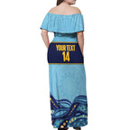 Toowoomba Rugby Custom Off Shoulder Maxi Dress Go Clydesdales Aboriginal Art - Aussie Hoodie