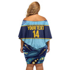 Toowoomba Rugby Custom Off Shoulder Short Dress Go Clydesdales Aboriginal Art - Aussie Hoodie