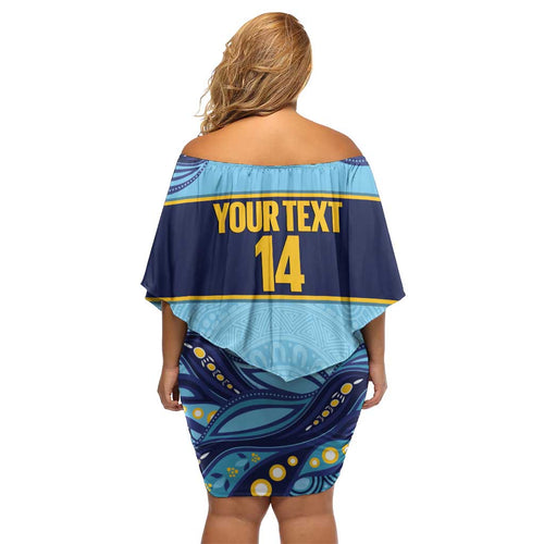 Toowoomba Rugby Custom Off Shoulder Short Dress Go Clydesdales Aboriginal Art - Aussie Hoodie