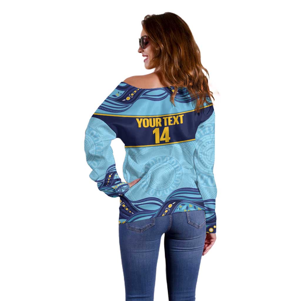 Toowoomba Rugby Custom Off Shoulder Sweater Go Clydesdales Aboriginal Art - Aussie Hoodie