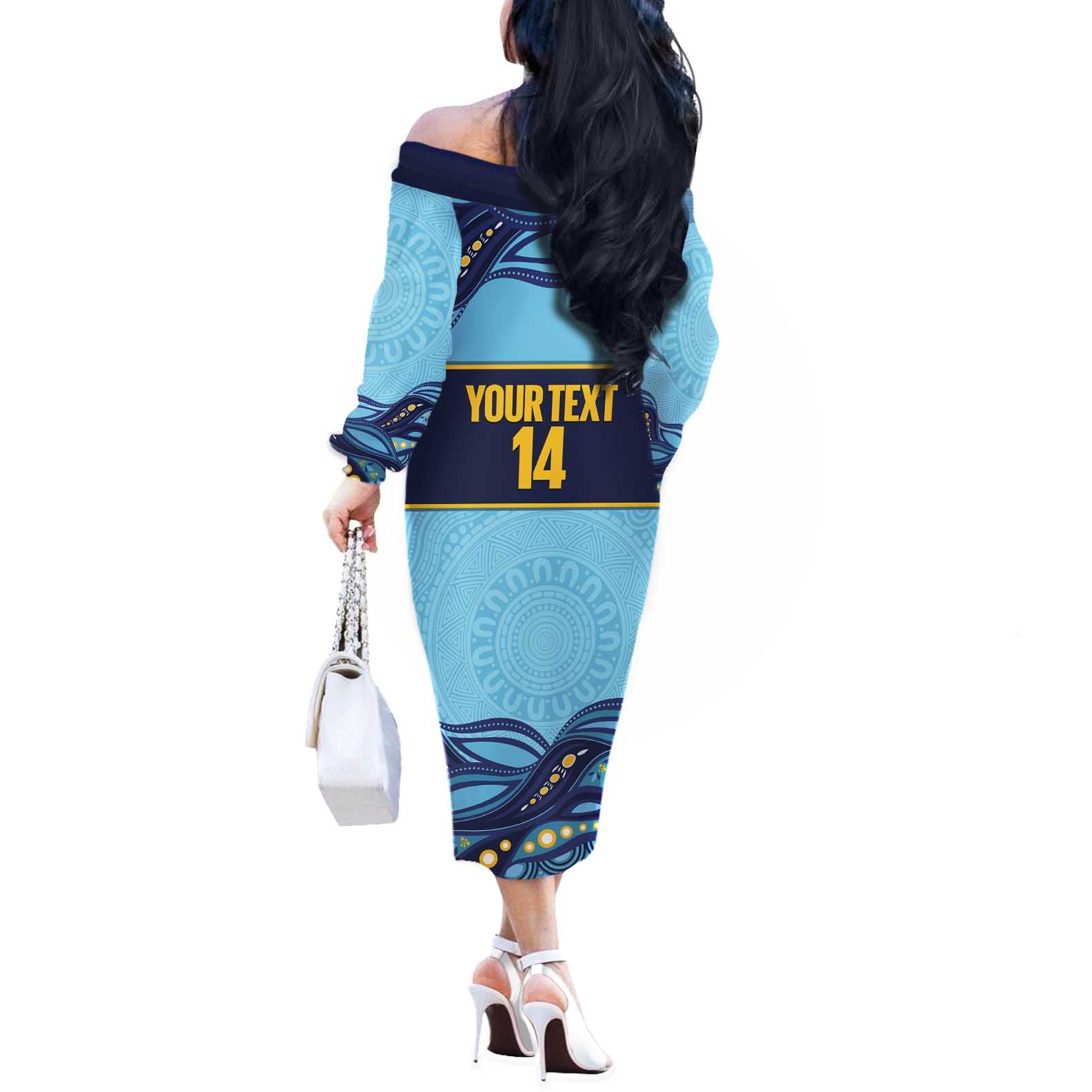Toowoomba Rugby Custom Off The Shoulder Long Sleeve Dress Go Clydesdales Aboriginal Art - Aussie Hoodie