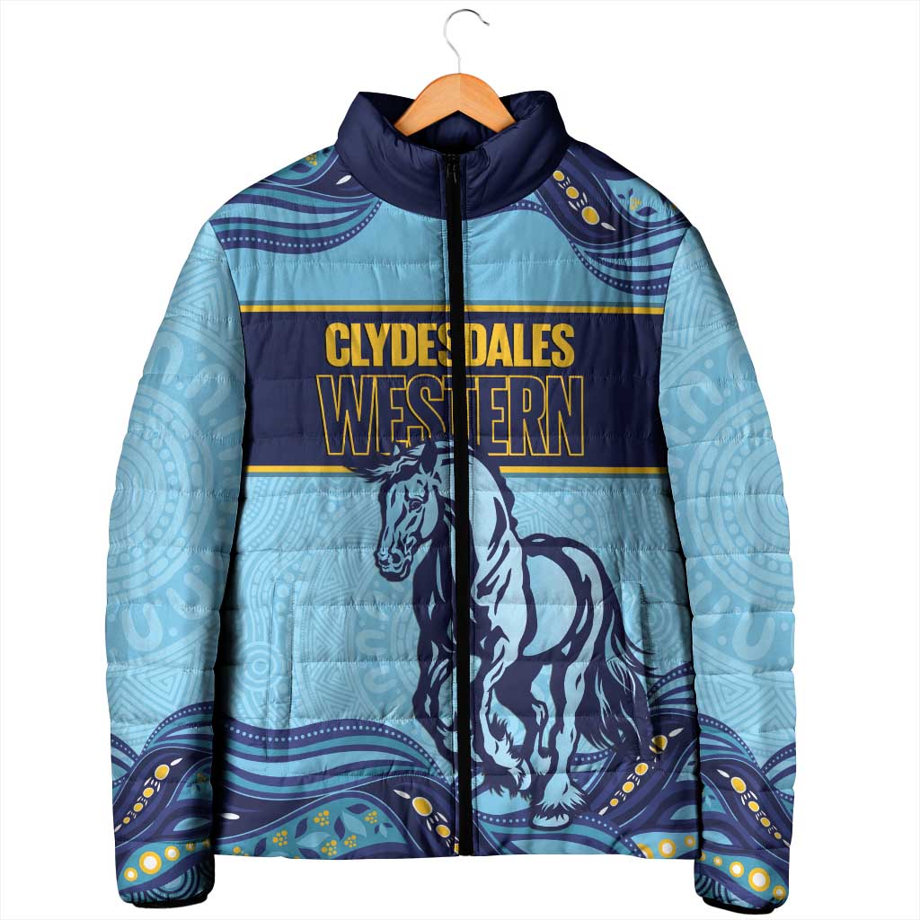 Toowoomba Rugby Custom Padded Jacket Go Clydesdales Aboriginal Art - Aussie Hoodie