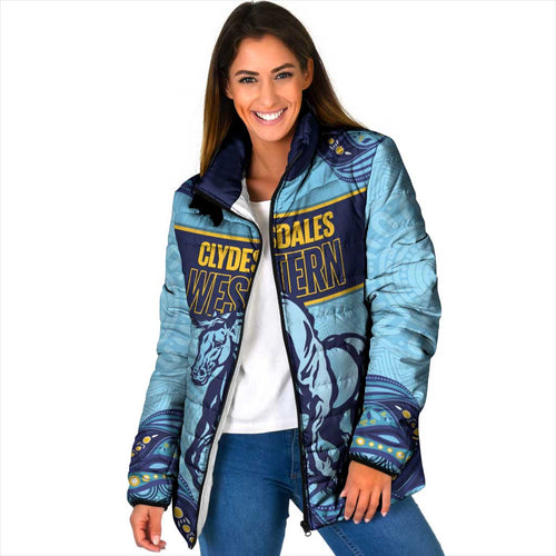 Toowoomba Rugby Custom Padded Jacket Go Clydesdales Aboriginal Art - Aussie Hoodie