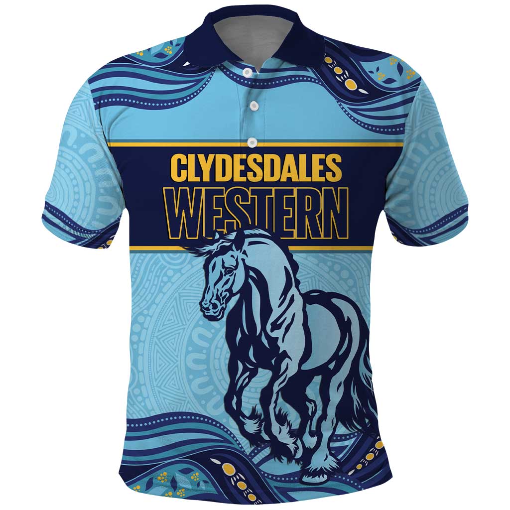 Toowoomba Rugby Custom Polo Shirt Go Clydesdales Aboriginal Art - Aussie Hoodie