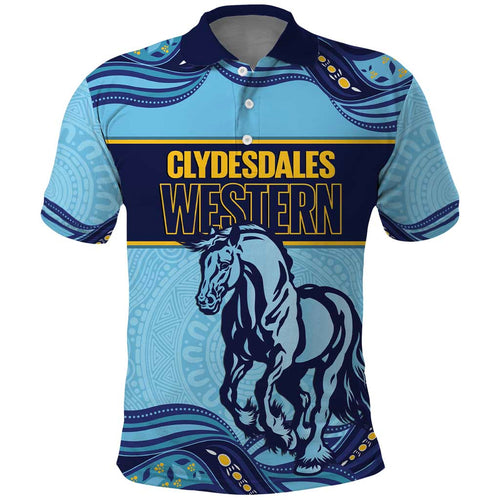 Toowoomba Rugby Custom Polo Shirt Go Clydesdales Aboriginal Art - Aussie Hoodie