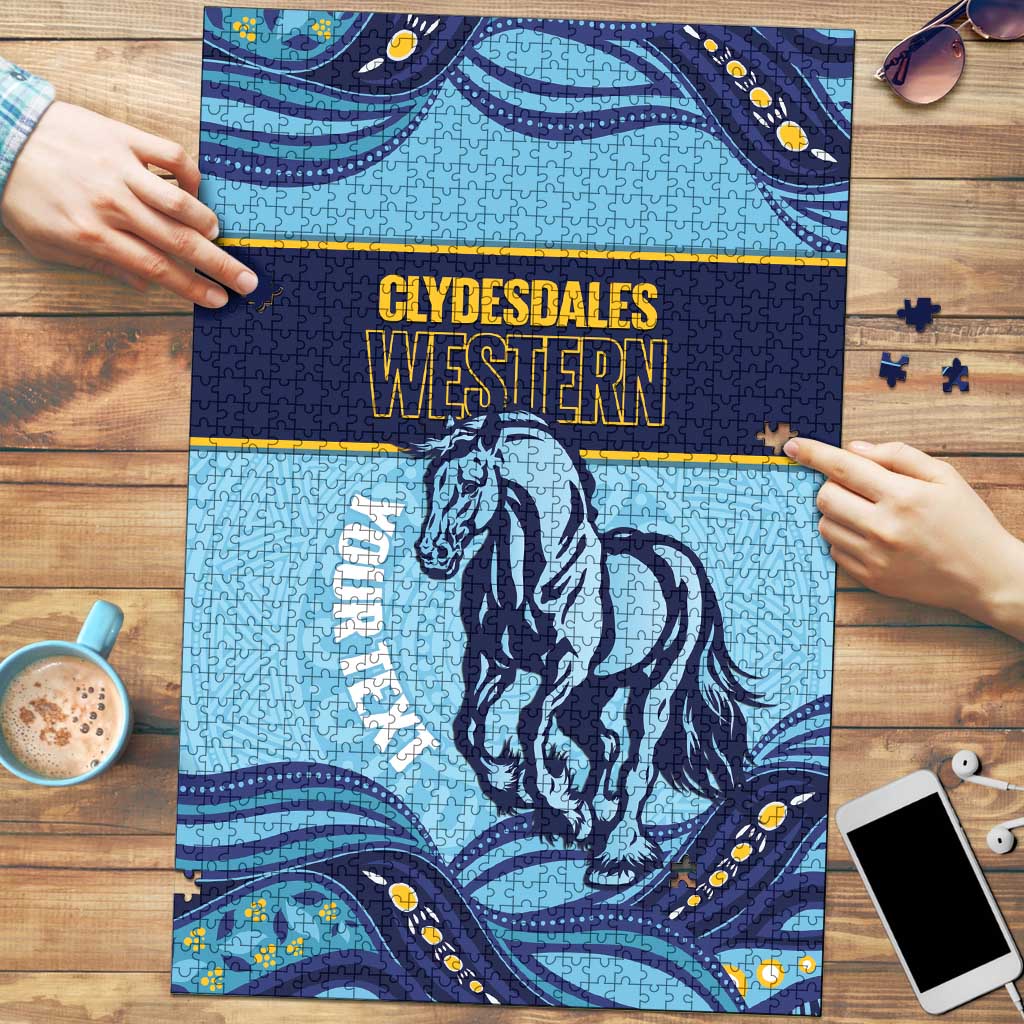 Toowoomba Rugby Custom Puzzle Go Clydesdales Aboriginal Art - Aussie Hoodie