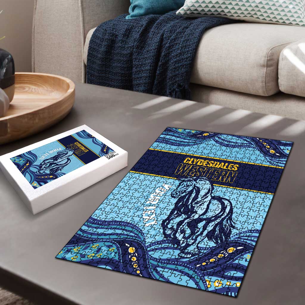 Toowoomba Rugby Custom Puzzle Go Clydesdales Aboriginal Art - Aussie Hoodie