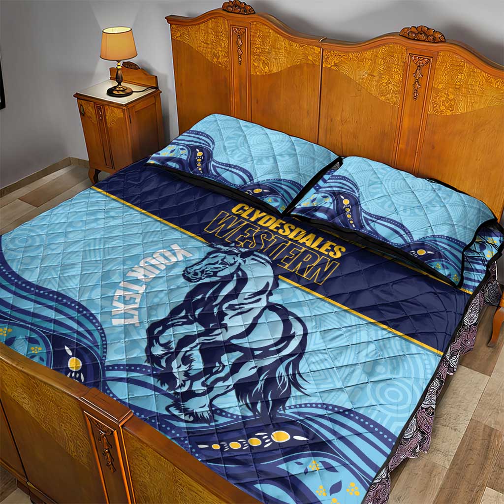 Toowoomba Rugby Custom Quilt Bed Set Go Clydesdales Aboriginal Art - Aussie Hoodie