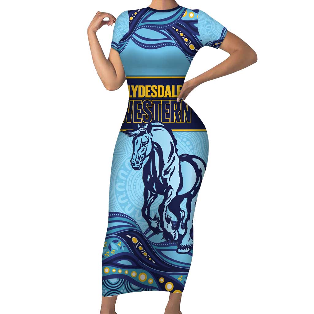 Toowoomba Rugby Custom Short Sleeve Bodycon Dress Go Clydesdales Aboriginal Art - Aussie Hoodie