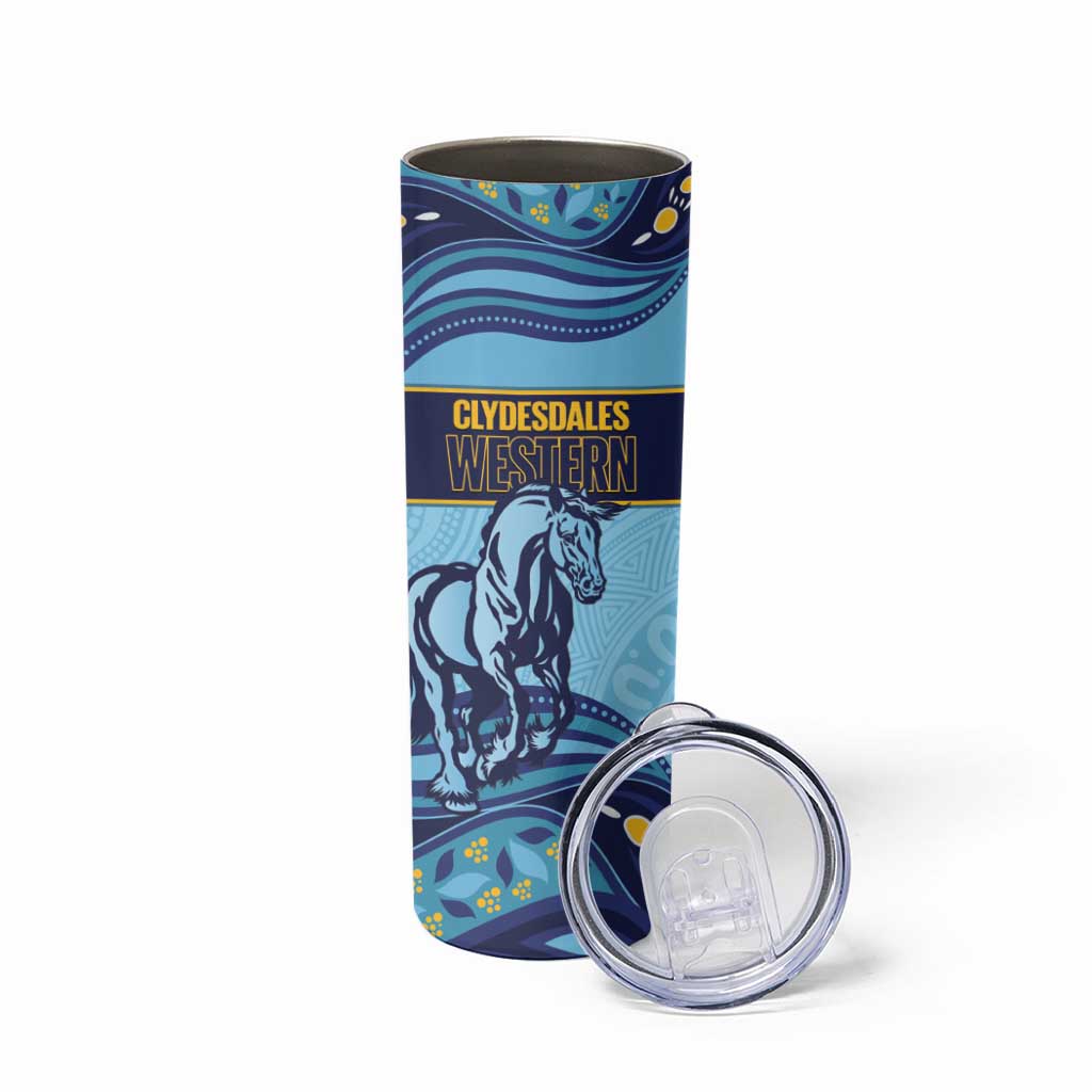 Toowoomba Rugby Custom Skinny Tumbler Go Clydesdales Aboriginal Art - Aussie Hoodie