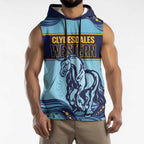 Toowoomba Rugby Custom Sleeveless Hoodie Go Clydesdales Aboriginal Art - Aussie Hoodie