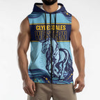 Toowoomba Rugby Custom Sleeveless Zip Hoodie Go Clydesdales Aboriginal Art LT14