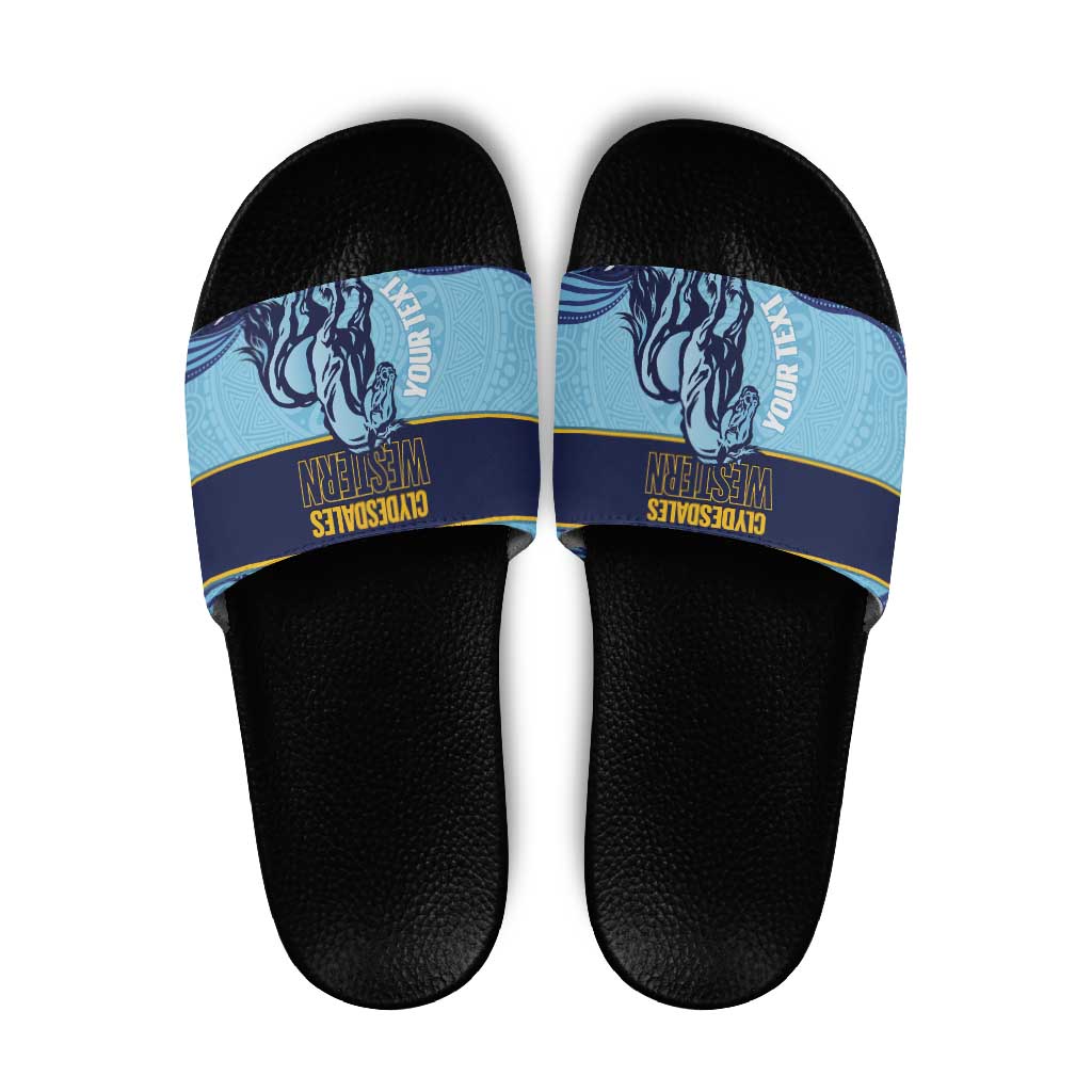 Toowoomba Rugby Custom Slide Sandals Go Clydesdales Aboriginal Art - Aussie Hoodie