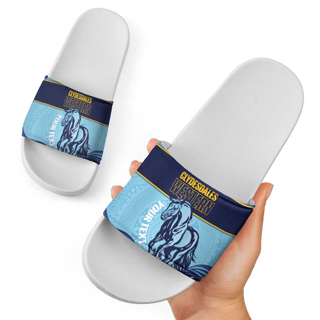 Toowoomba Rugby Custom Slide Sandals Go Clydesdales Aboriginal Art - Aussie Hoodie