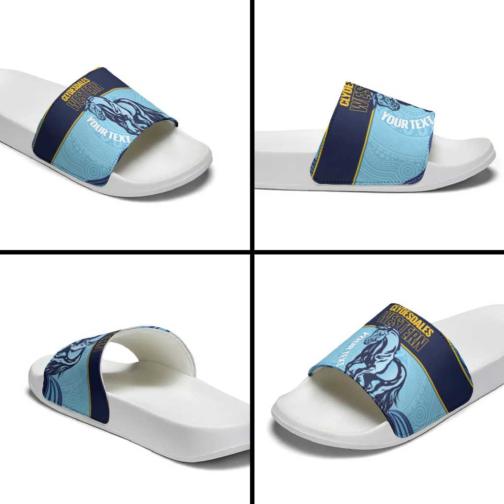 Toowoomba Rugby Custom Slide Sandals Go Clydesdales Aboriginal Art - Aussie Hoodie