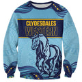 Toowoomba Rugby Custom Sweatshirt Go Clydesdales Aboriginal Art - Aussie Hoodie