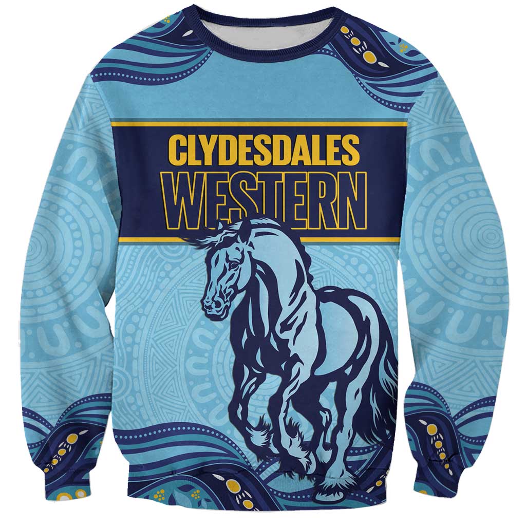Toowoomba Rugby Custom Sweatshirt Go Clydesdales Aboriginal Art - Aussie Hoodie