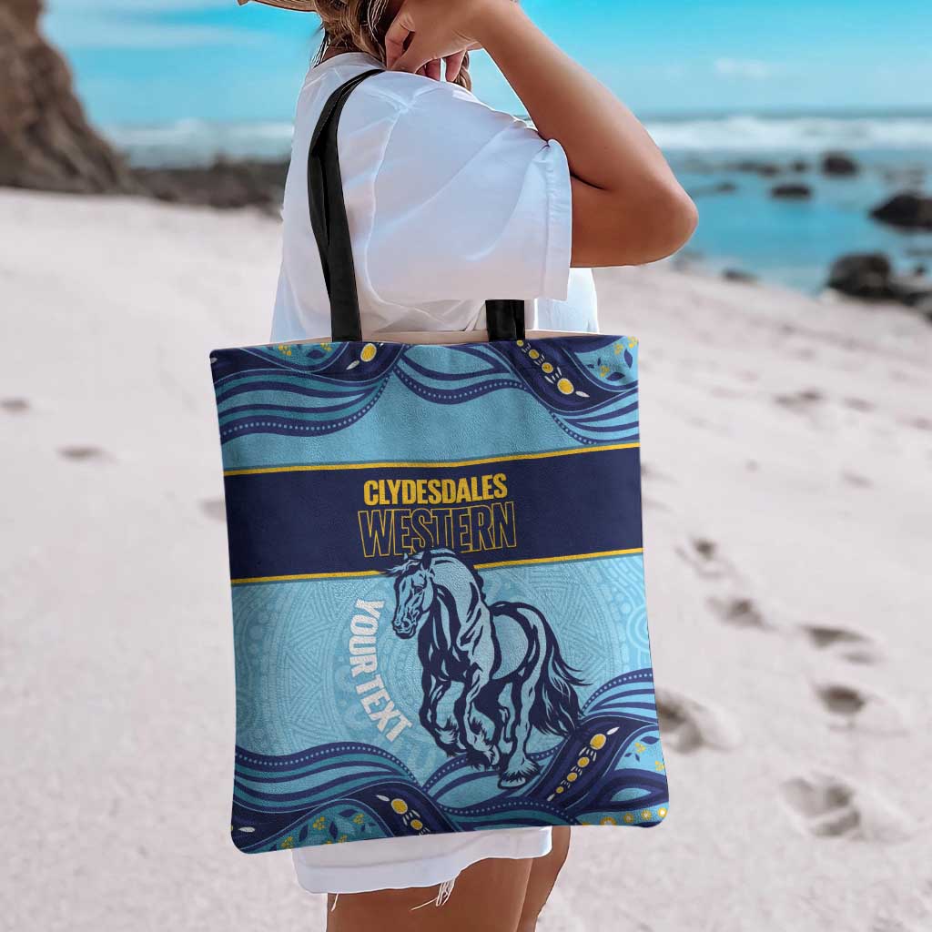 Toowoomba Rugby Custom Tote Bag Go Clydesdales Aboriginal Art - Aussie Hoodie