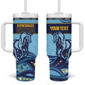 Toowoomba Rugby Custom Tumbler With Handle Go Clydesdales Aboriginal Art - Aussie Hoodie