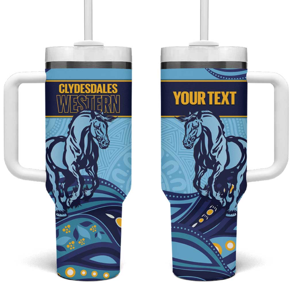 Toowoomba Rugby Custom Tumbler With Handle Go Clydesdales Aboriginal Art - Aussie Hoodie