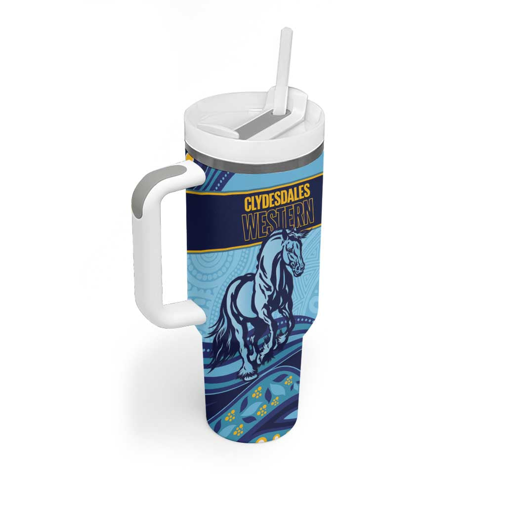 Toowoomba Rugby Custom Tumbler With Handle Go Clydesdales Aboriginal Art - Aussie Hoodie