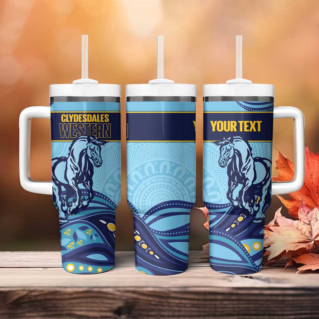 Toowoomba Rugby Custom Tumbler With Handle Go Clydesdales Aboriginal Art - Aussie Hoodie