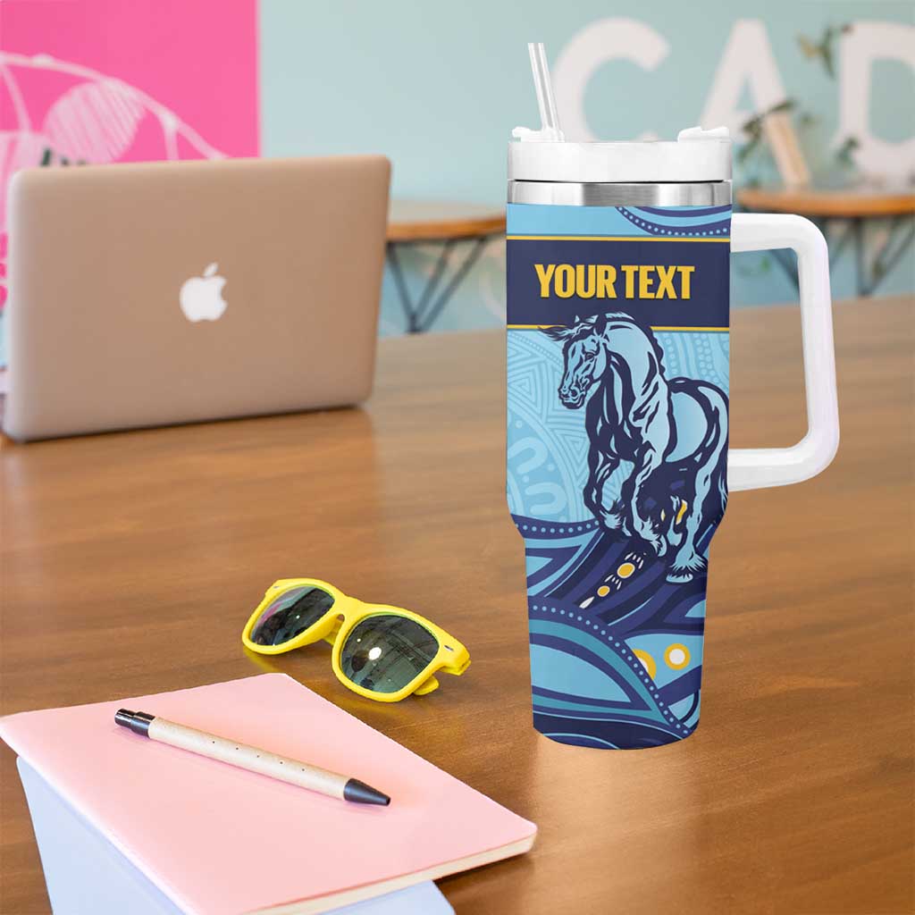Toowoomba Rugby Custom Tumbler With Handle Go Clydesdales Aboriginal Art - Aussie Hoodie
