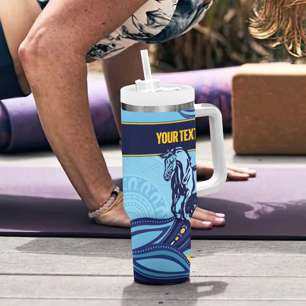 Toowoomba Rugby Custom Tumbler With Handle Go Clydesdales Aboriginal Art - Aussie Hoodie