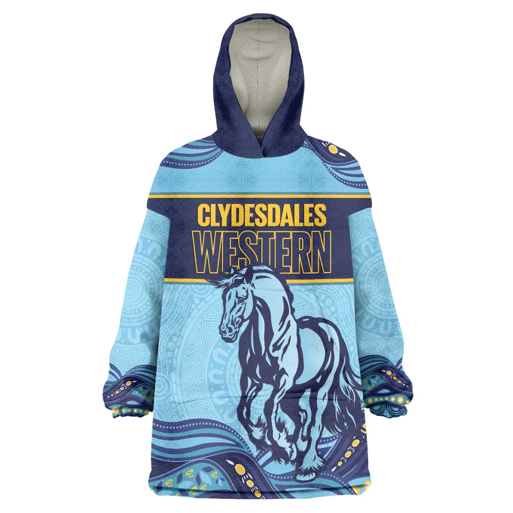 Toowoomba Rugby Custom Wearable Blanket Hoodie Go Clydesdales Aboriginal Art - Aussie Hoodie