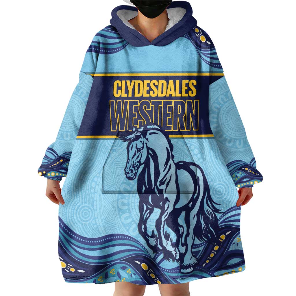 Toowoomba Rugby Custom Wearable Blanket Hoodie Go Clydesdales Aboriginal Art - Aussie Hoodie