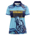 Toowoomba Rugby Custom Women Polo Shirt Go Clydesdales Aboriginal Art - Aussie Hoodie