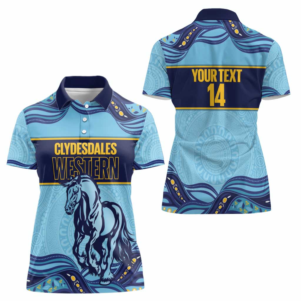 Toowoomba Rugby Custom Women Polo Shirt Go Clydesdales Aboriginal Art - Aussie Hoodie