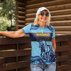 Toowoomba Rugby Custom Women Polo Shirt Go Clydesdales Aboriginal Art - Aussie Hoodie
