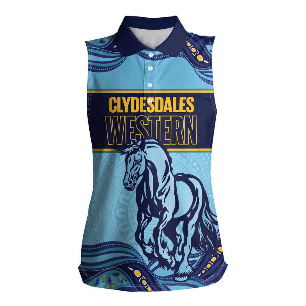 Toowoomba Rugby Custom Women Sleeveless Polo Shirt Go Clydesdales Aboriginal Art - Aussie Hoodie
