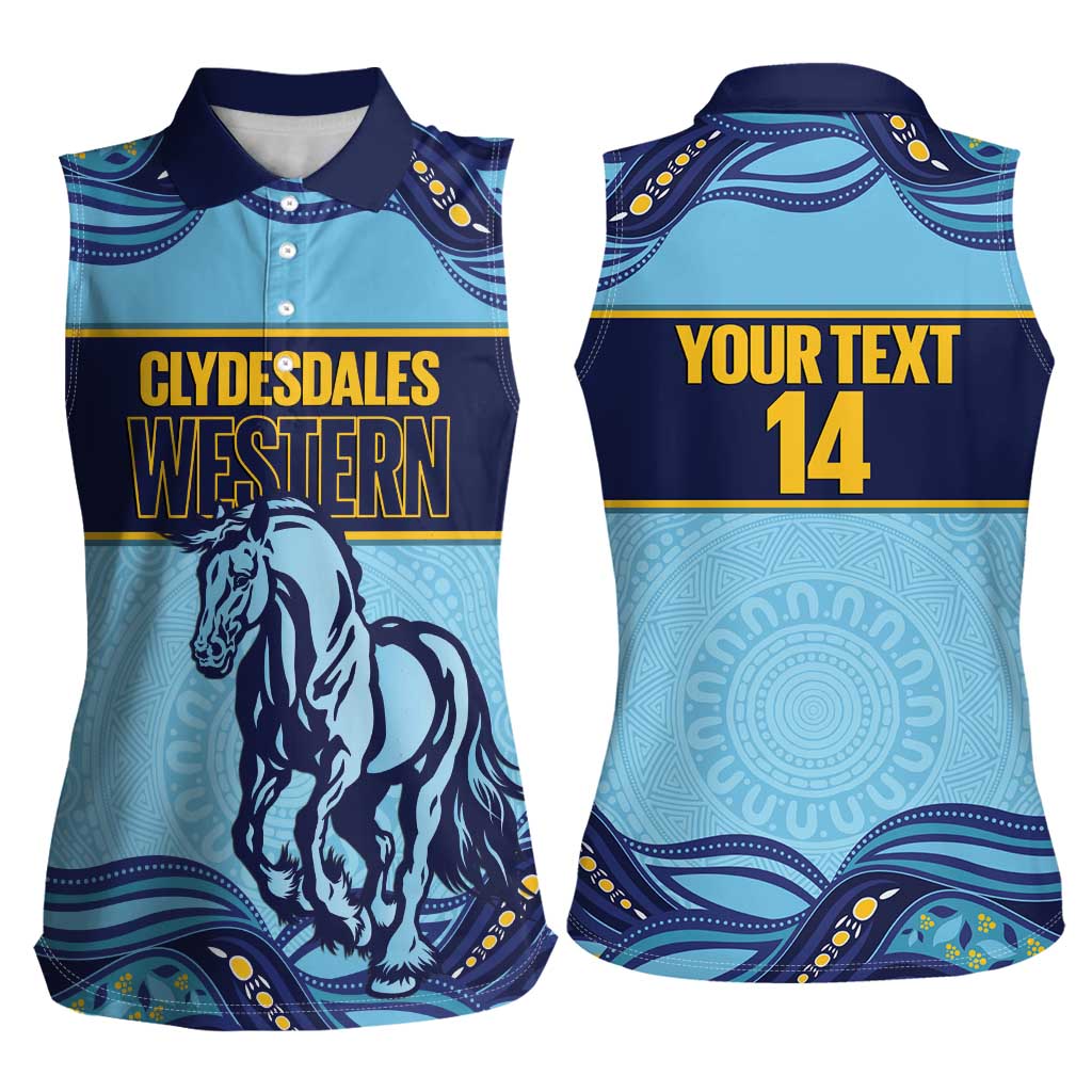 Toowoomba Rugby Custom Women Sleeveless Polo Shirt Go Clydesdales Aboriginal Art - Aussie Hoodie