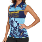 Toowoomba Rugby Custom Women Sleeveless Polo Shirt Go Clydesdales Aboriginal Art - Aussie Hoodie