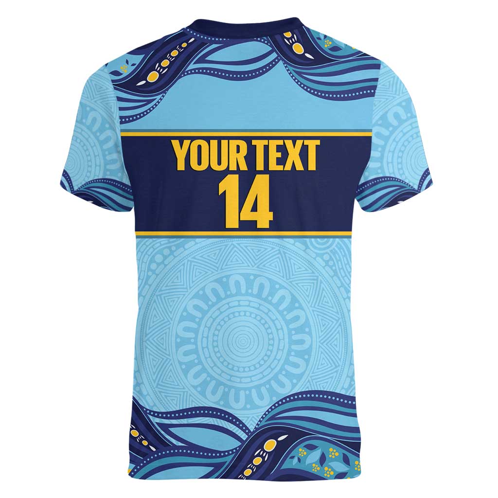 Toowoomba Rugby Custom Women V-Neck T-Shirt Go Clydesdales Aboriginal Art - Aussie Hoodie