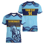 Toowoomba Rugby Custom Women V-Neck T-Shirt Go Clydesdales Aboriginal Art - Aussie Hoodie