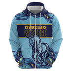 Toowoomba Rugby Custom Zip Hoodie Go Clydesdales Aboriginal Art - Aussie Hoodie