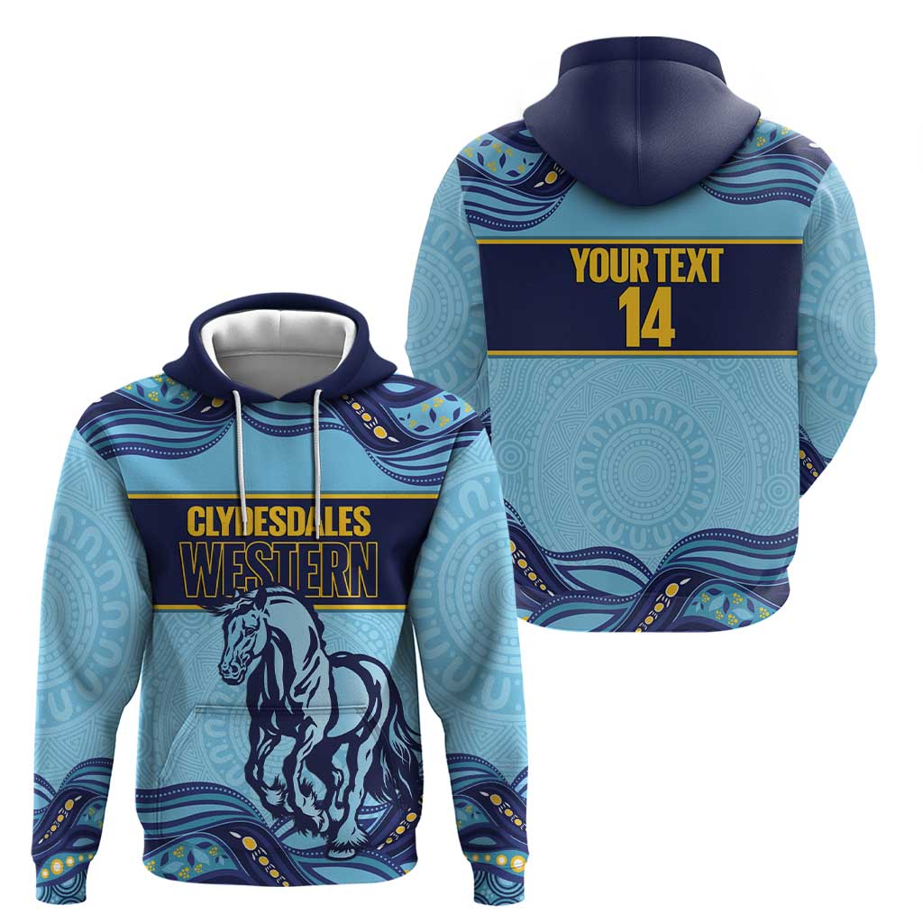 Toowoomba Rugby Custom Zip Hoodie Go Clydesdales Aboriginal Art - Aussie Hoodie