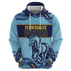 Toowoomba Rugby Custom Zip Hoodie Go Clydesdales Aboriginal Art - Aussie Hoodie